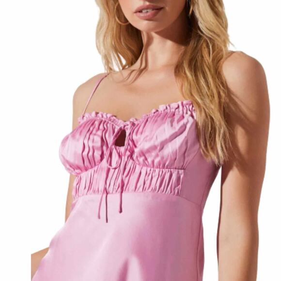 ASTR Ellison Satin Pink Slip Mini Dress Size Medium - Picture 7 of 10